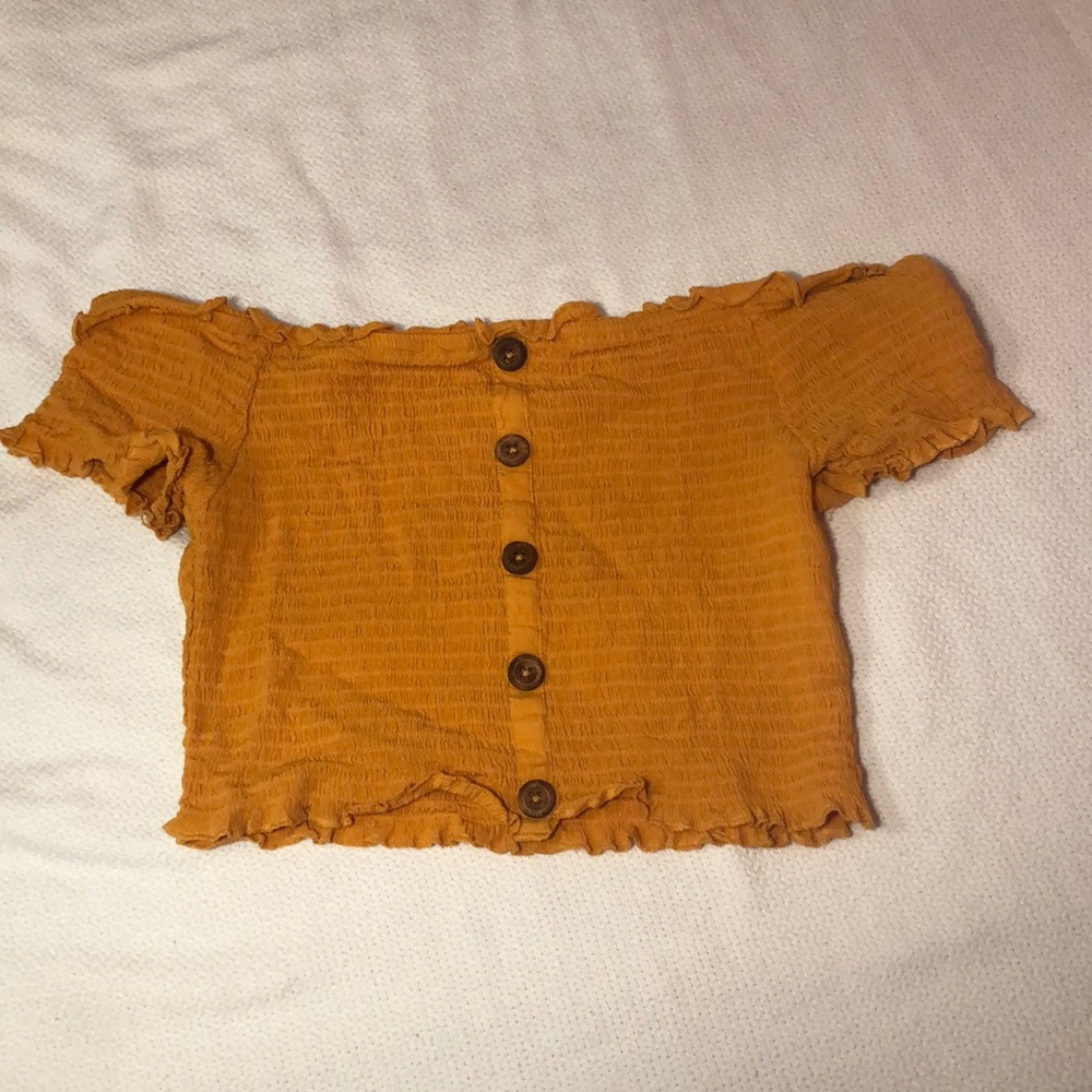 yellow L.A. Hearts cropped off the shoulder top! - Picture 1 of 2